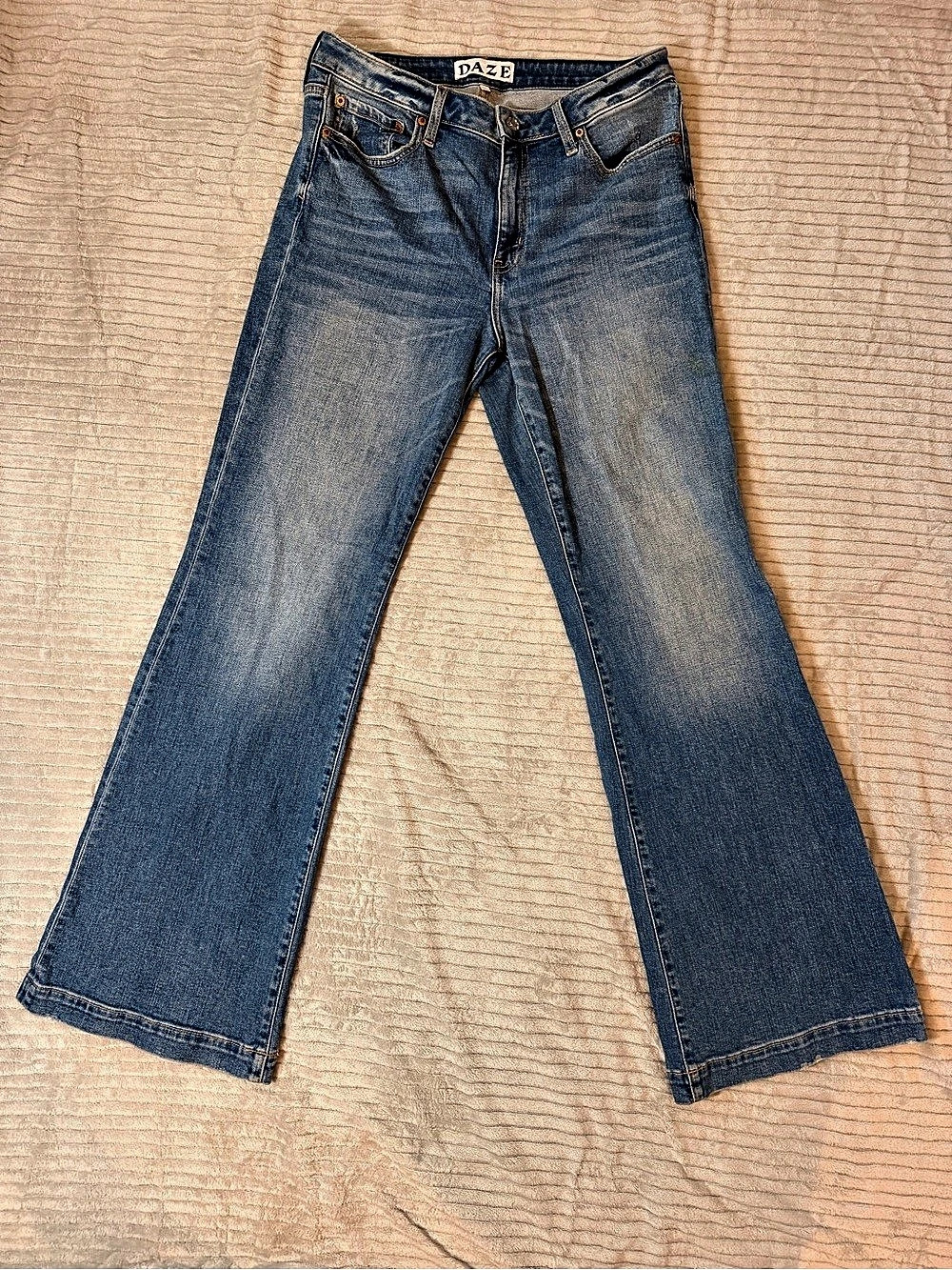 DAZE Sunset Flare High Rise Flare Jeans Blue Waist 29